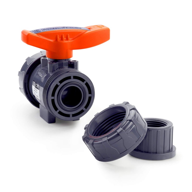 HYDROSEAL Kaplan 1â€ PVC True Union Ball Valve Threaded (NPT) with Full Port, ASTM F1970, EPDM O-Rings and Reversible PTFE Seats (1'') - Image 5